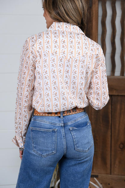 Vintage Flower LS Pearl Snap