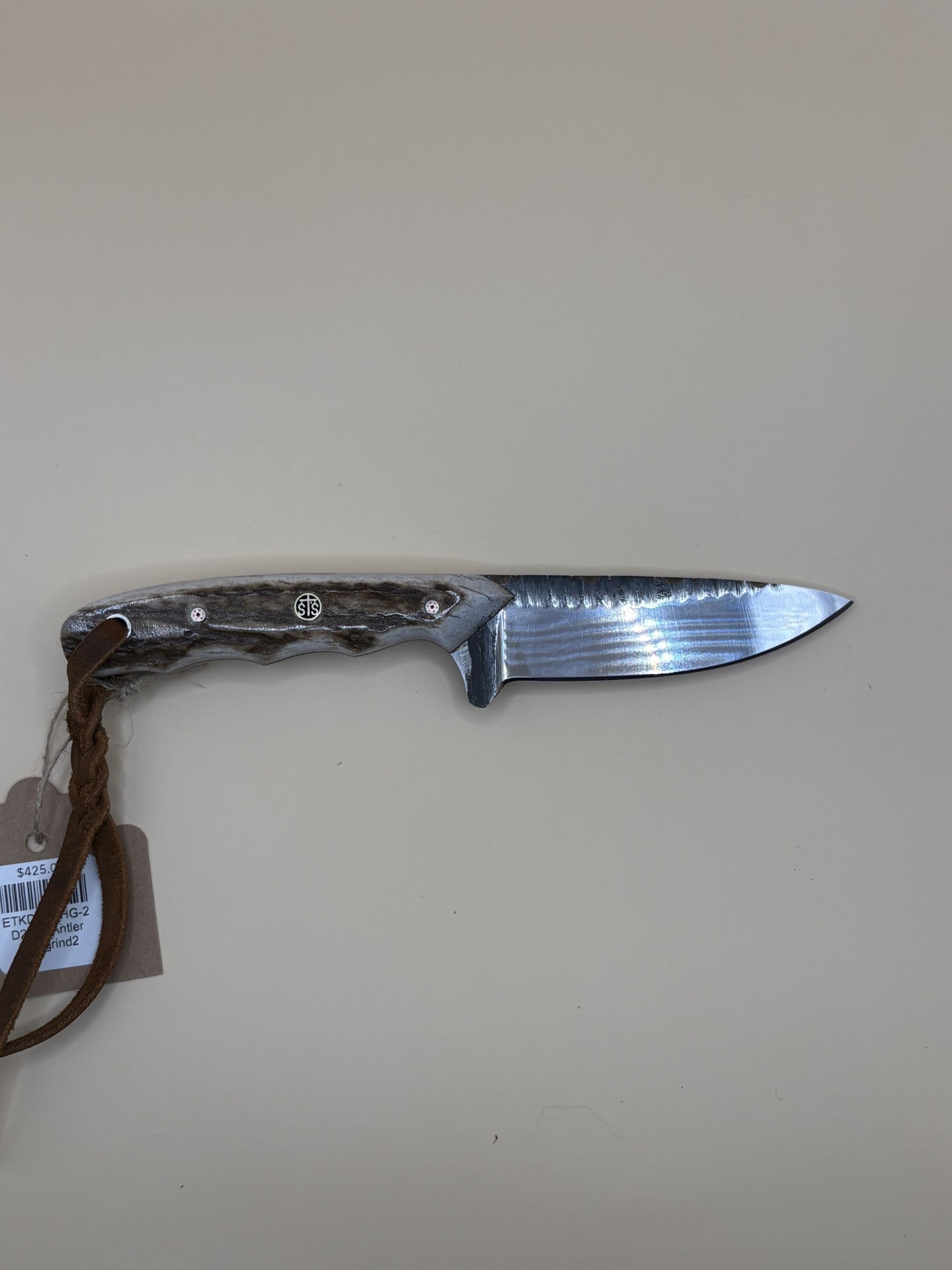 STS Ranch x Exotic Texas Knives D2 Hologrind Elk Antler Handmade Knife