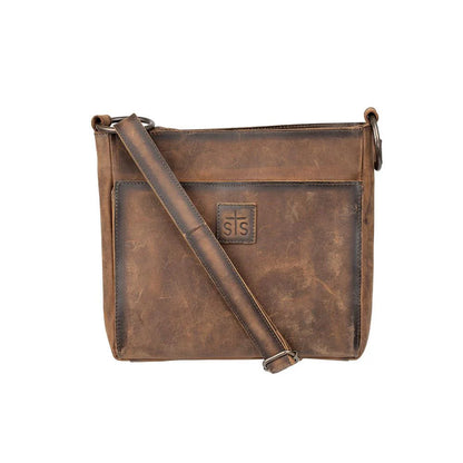STS Ranchwear Baroness Olivia distressed leather crossbody bag
western leather crossbody purse by STS Ranchwear brown distressed leather western handbag Jennifer Smith STS Ranch front of bag with strap