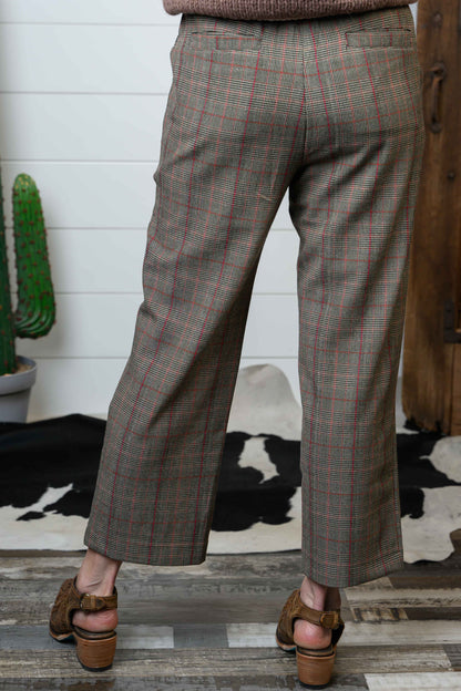 Tapered Ankle Plaid Slacks