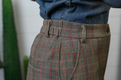 Tapered Ankle Plaid Slacks