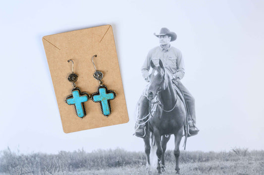 Turquoise Sky Cross Earrings