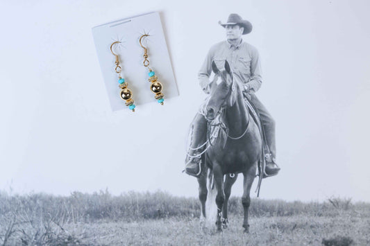 Gold & Turquoise Bead Earring