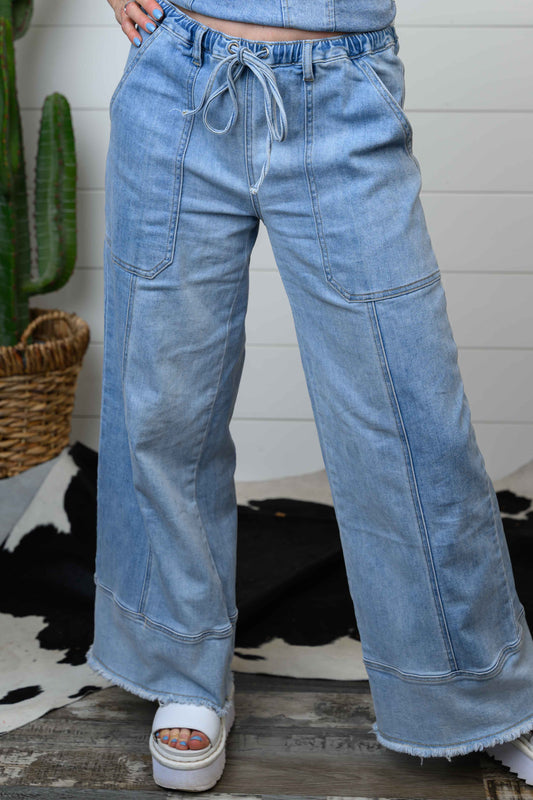 Drawstring Denim Pants