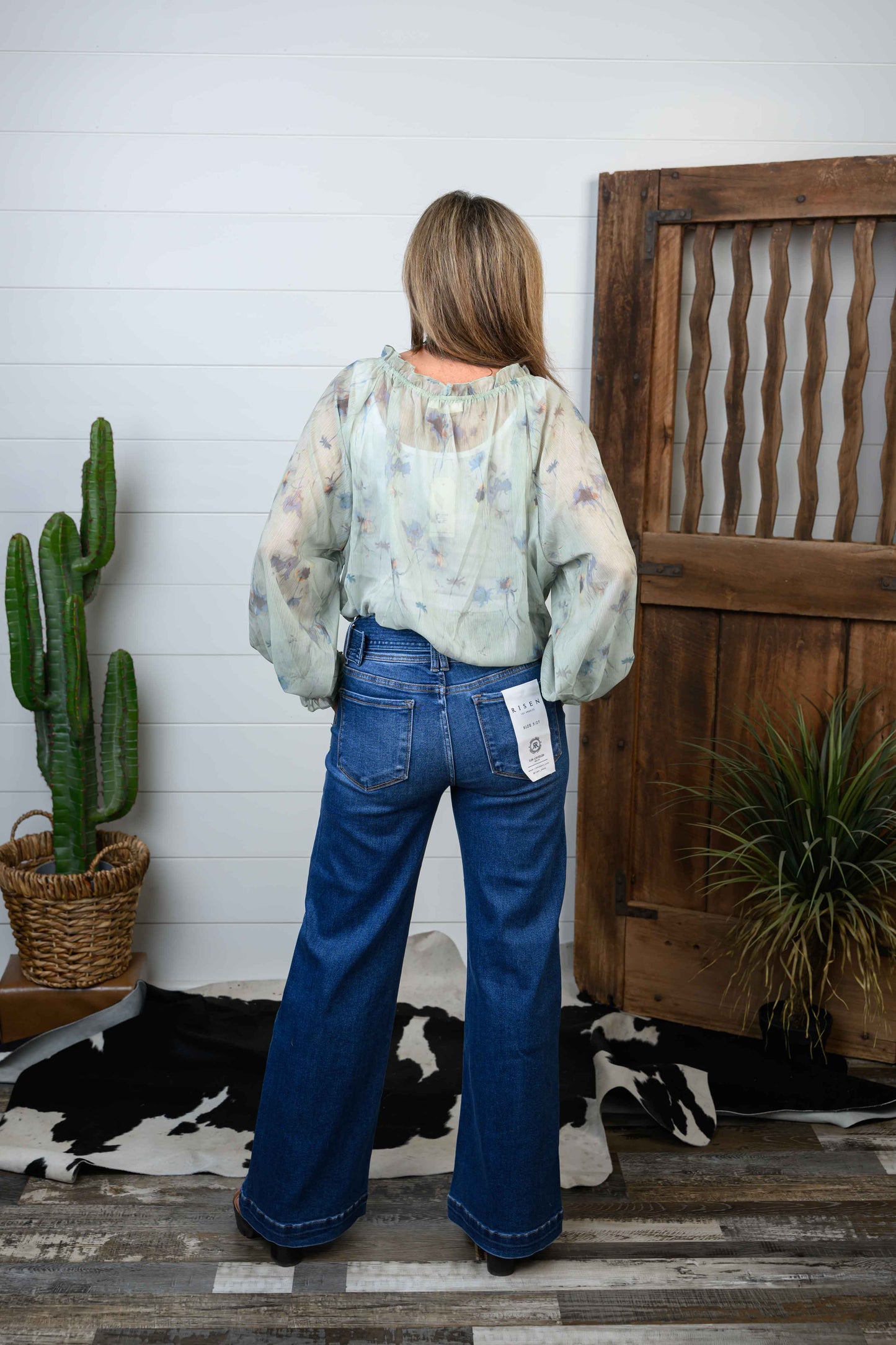 Polyester Chiffon Floral Top - chartreuse