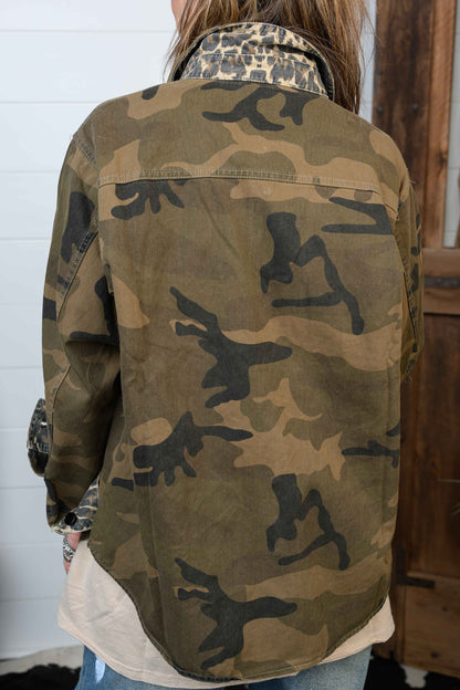 Mix Media Camo Leopard Jacket