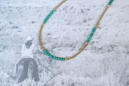 Turquoise & Gold Bead Necklace