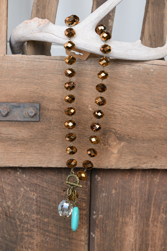 Necklace Single Bead Copper AB