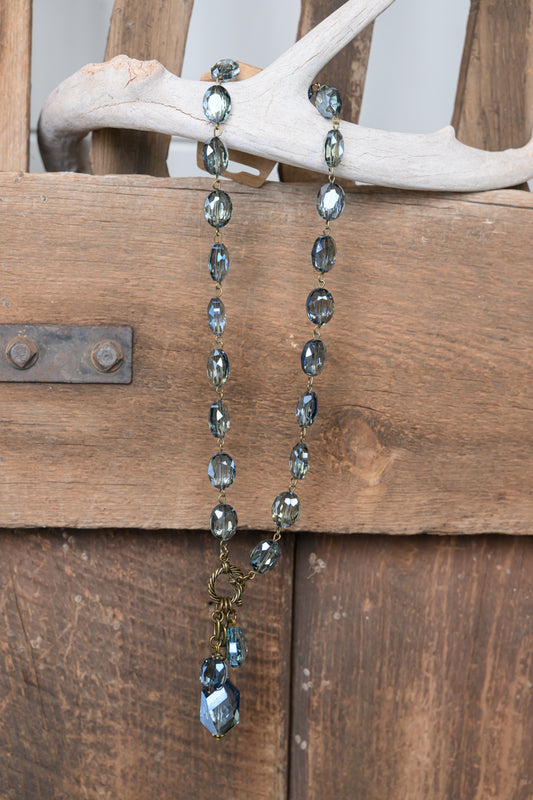 Necklace Single Bead Denim Blue