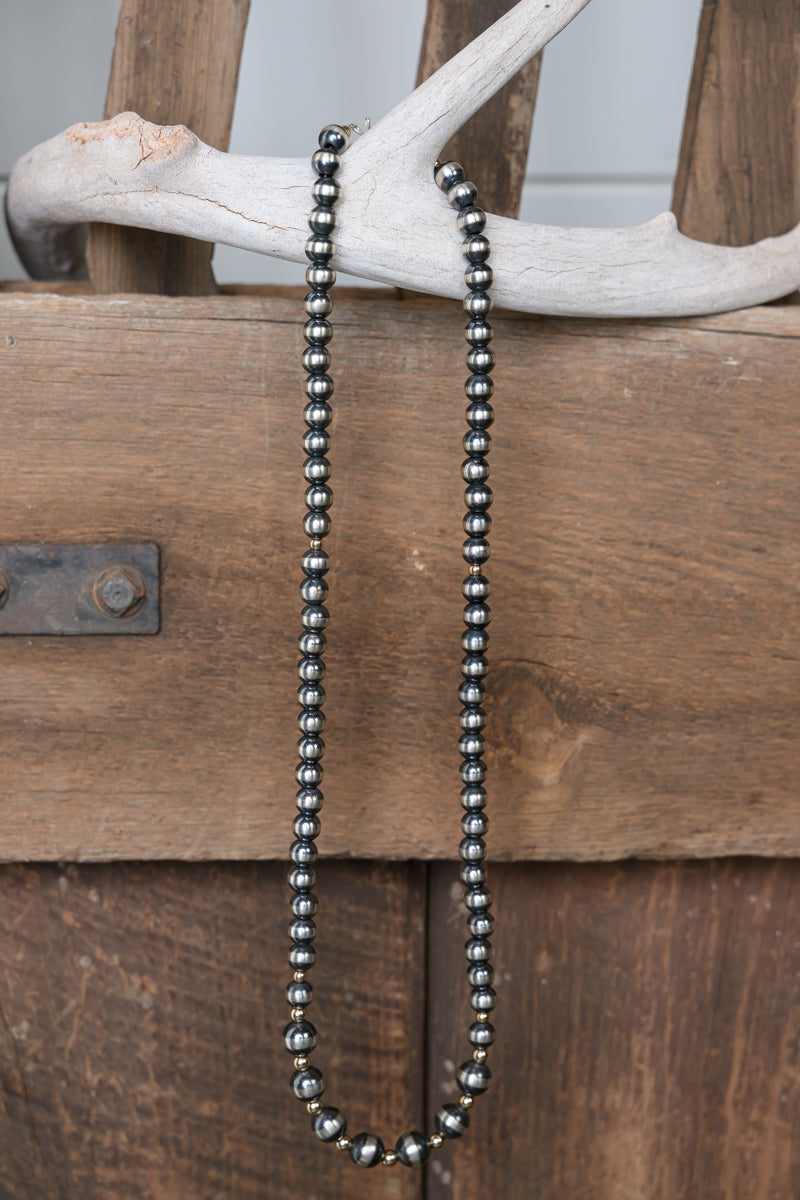 24" Sterling Silver & Gold Graduated Pearls