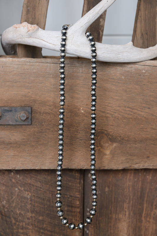 24" Sterling Silver & Gold Graduated Pearls