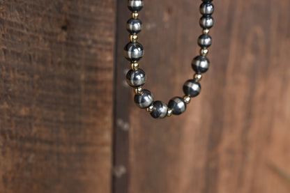 24" Sterling Silver & Gold Graduated Pearls