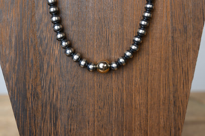 18" Sterling Silver & Gold Graduated Pearls