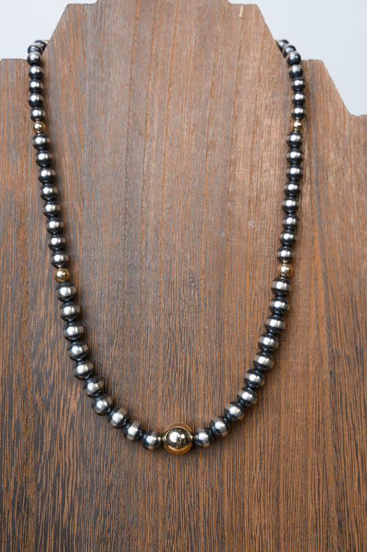 18" Sterling Silver & Gold Graduated Pearls