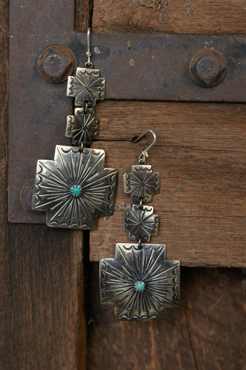 Sierra Concho Drop Earrings w/Turq