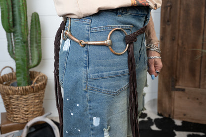 Braided Leather Snaffle Bit Belt