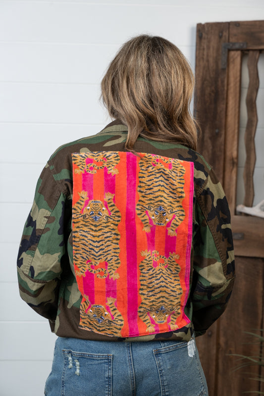 Camo Jacket with Tiger Print
