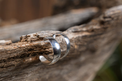 Polished Silver Half Hoop Earrings