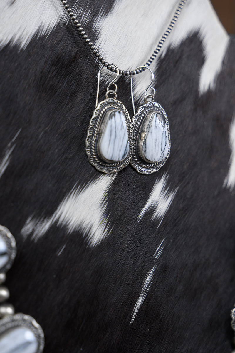 White Buffalo Turquoise Squash Blossom Set