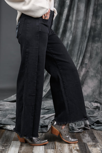 TC High-Rise Palazzo Leg Frayed Hem