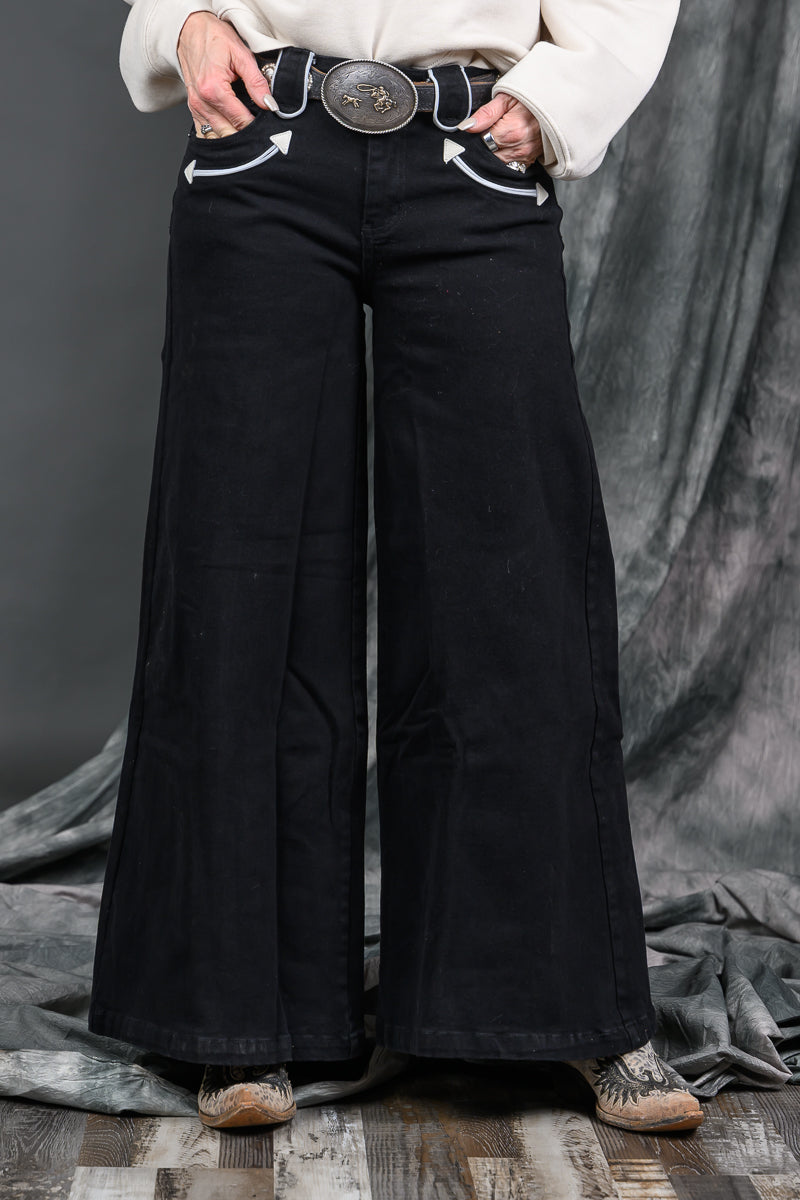 Wide Leg Denim Black