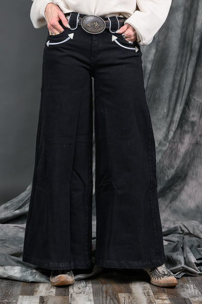 Wide Leg Denim Black