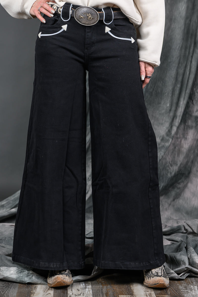 Wide Leg Denim Black