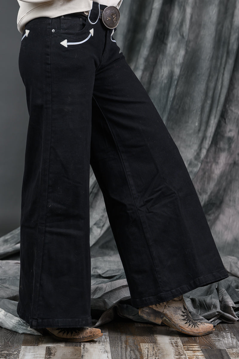 Wide Leg Denim Black