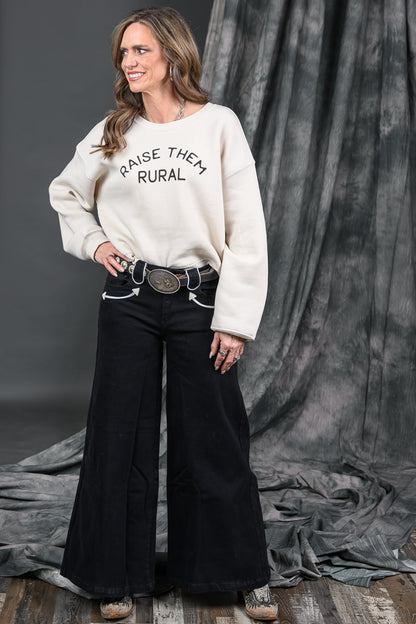 Wide Leg Denim Black