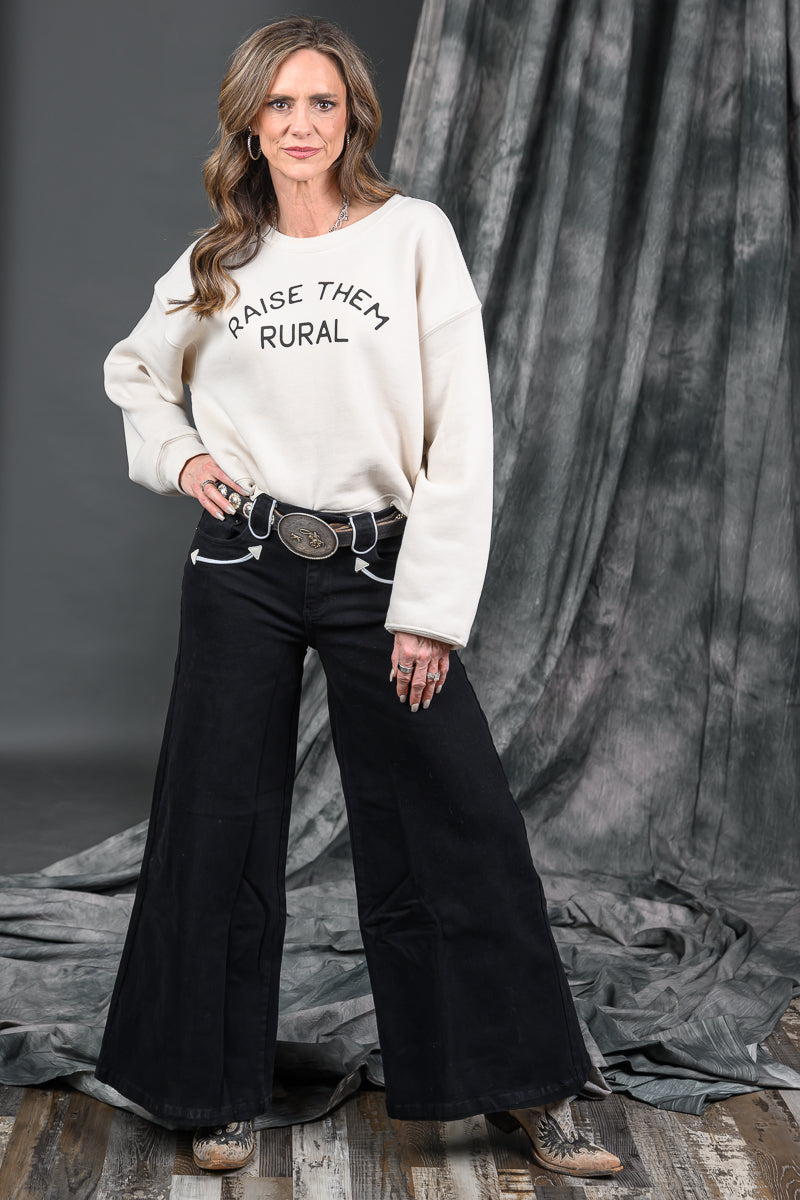 Wide Leg Denim Black