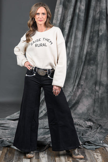 Wide Leg Denim Black