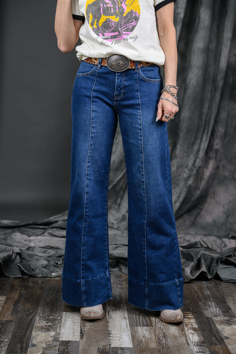 TC Mid-Rise Ankle Wide Flare Jeans