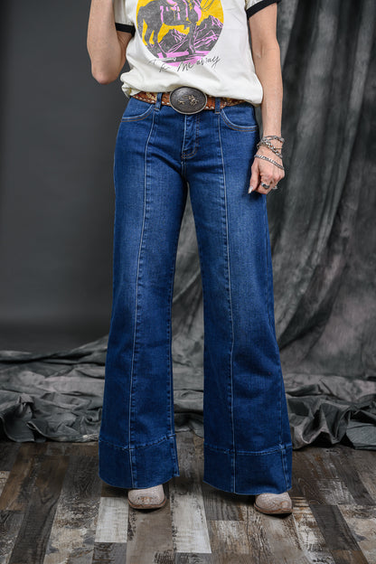 TC Mid-Rise Ankle Wide Flare Jeans