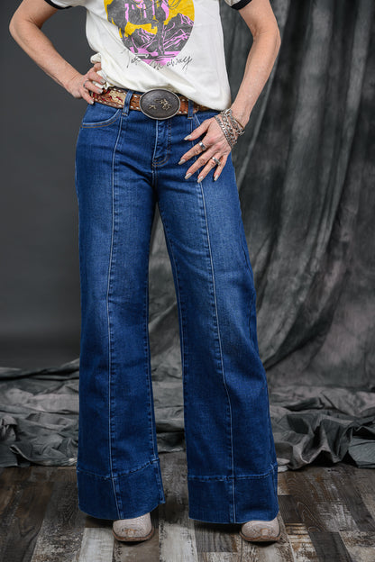 TC Mid-Rise Ankle Wide Flare Jeans