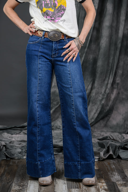 TC Mid-Rise Ankle Wide Flare Jeans
