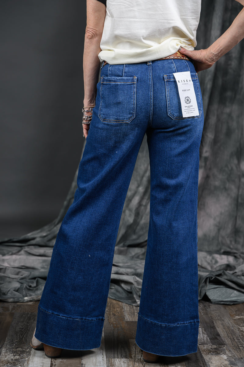 TC Mid-Rise Ankle Wide Flare Jeans