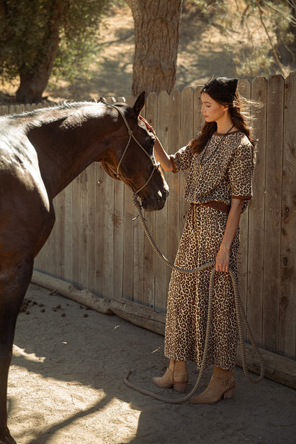 Leopard Jacquard Wide Pants Set