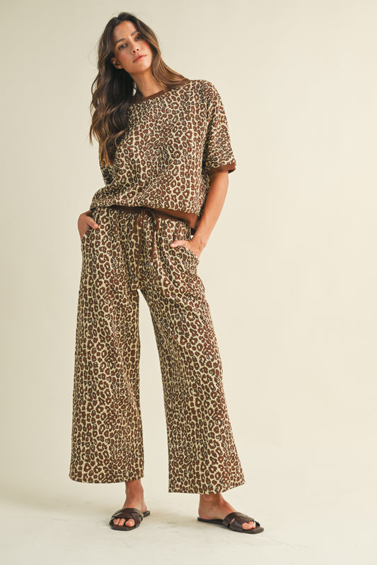 Leopard Jacquard Wide Pants Set