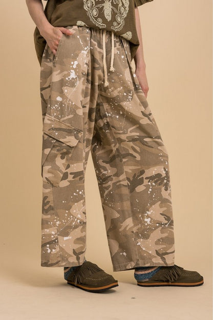 Elastic Waist with String Camo Cargo Pants