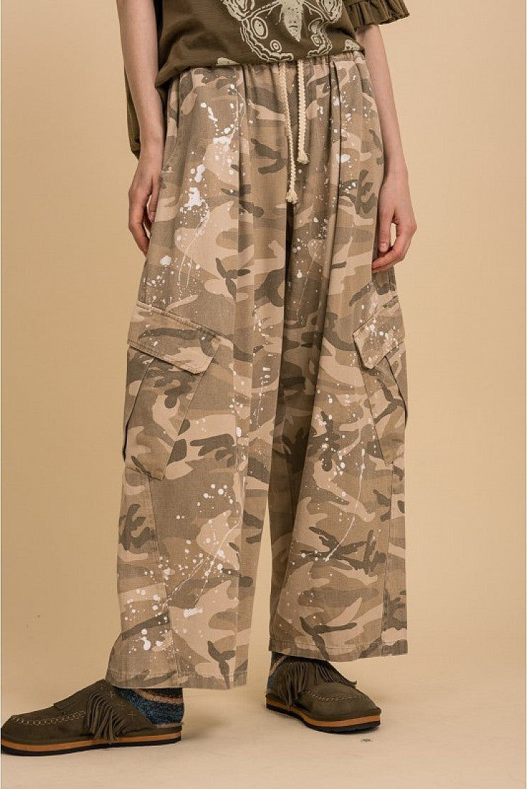 Elastic Waist with String Camo Cargo Pants