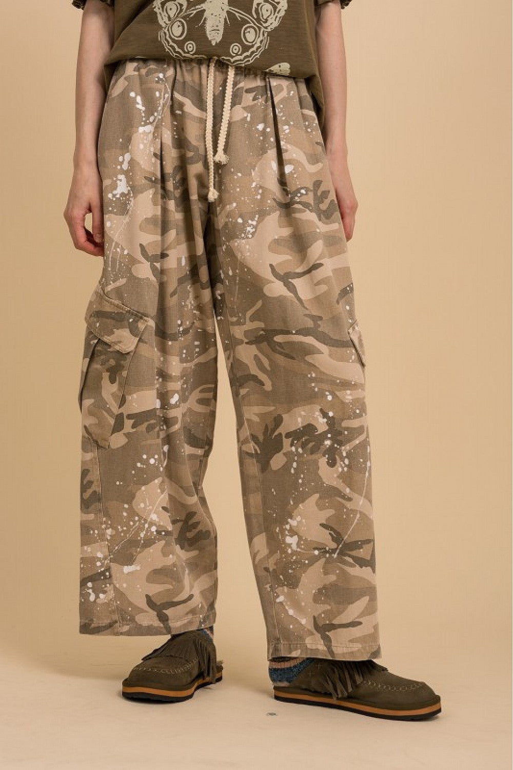 Elastic Waist with String Camo Cargo Pants