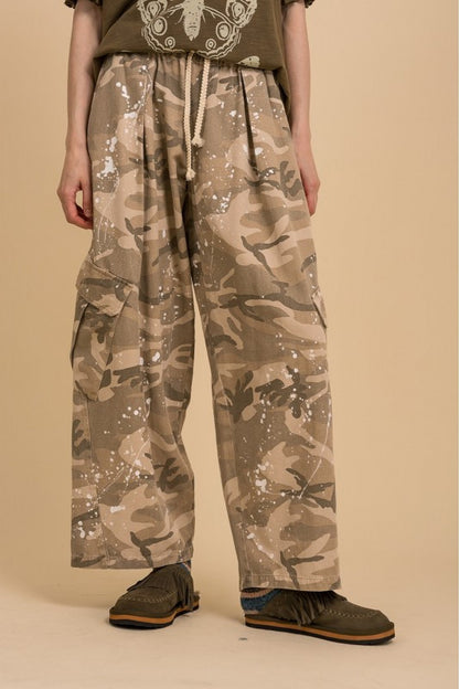 Elastic Waist with String Camo Cargo Pants