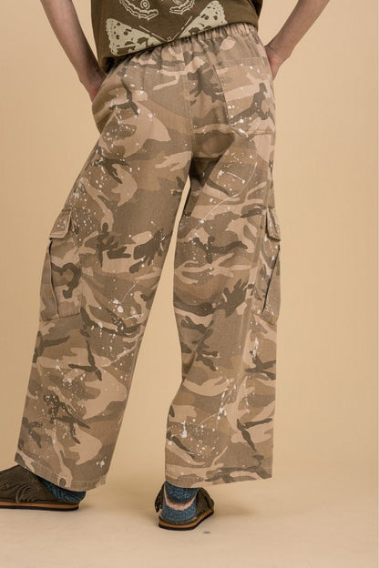 Elastic Waist with String Camo Cargo Pants