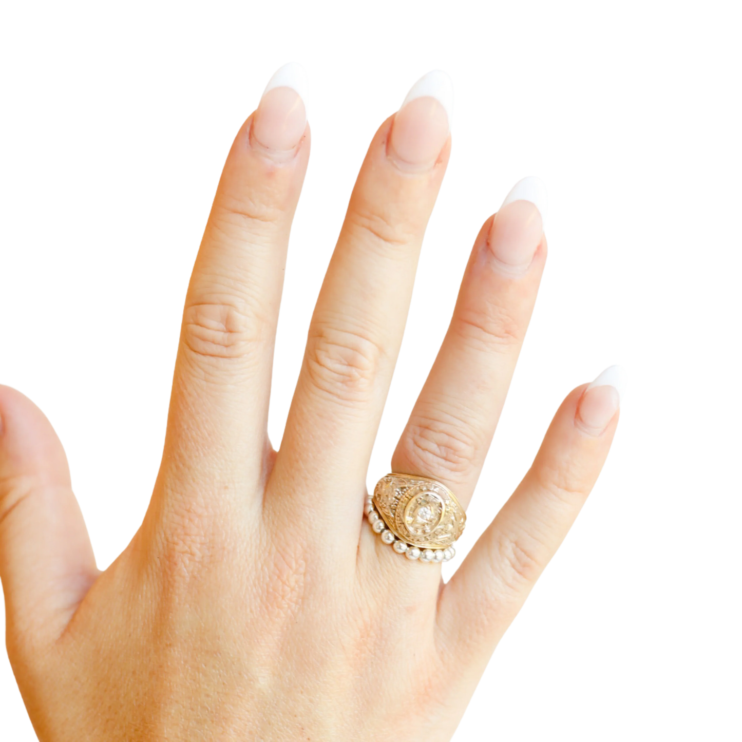 Lauren Beaded Band in Silver