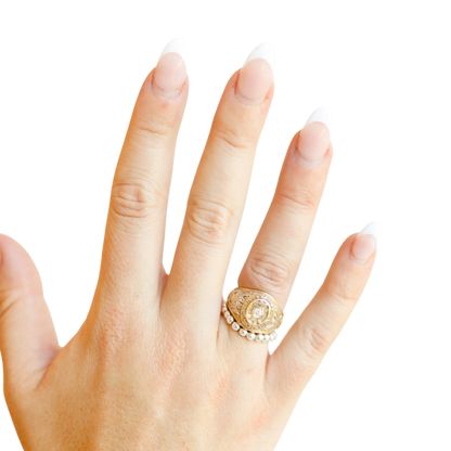 Lauren Beaded Band in Silver