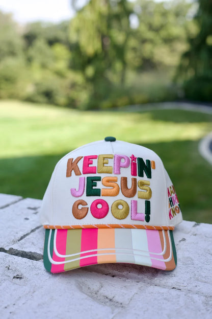 Poppy & Pine Keepin' Jesus Cool Cap – Christian Graphic Hat