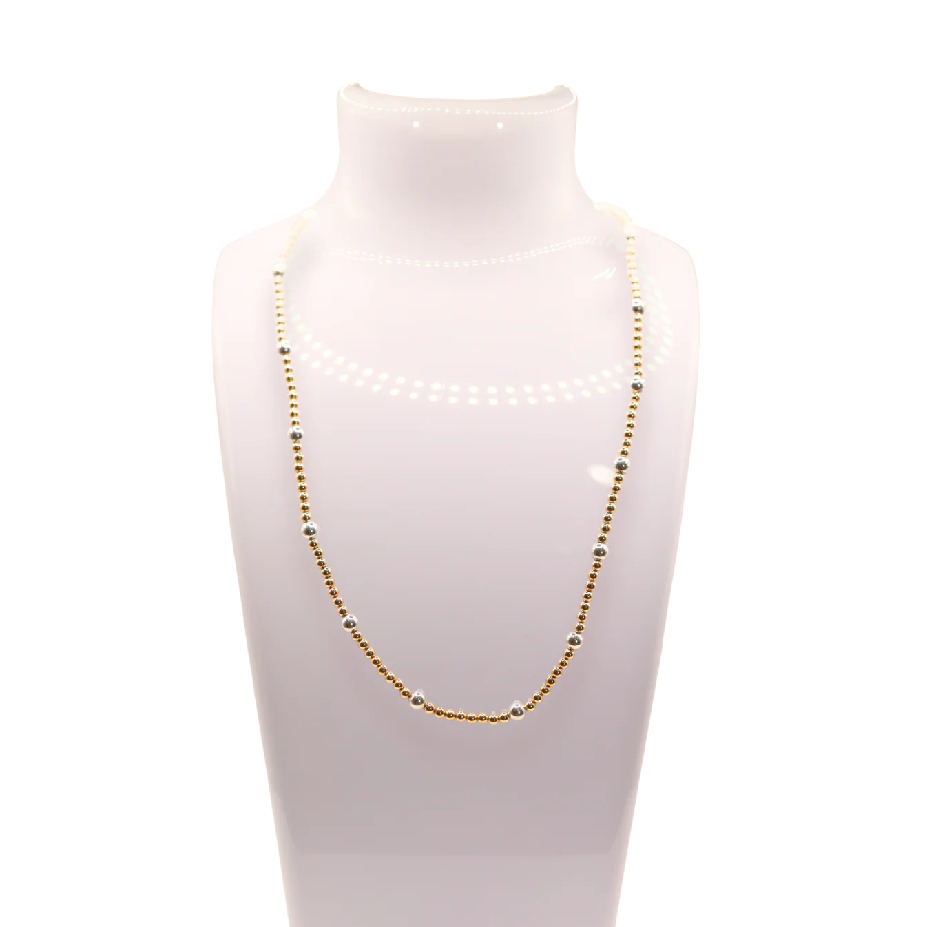 Beaded Blondes 16" Olive Gold with Silver Stretch Necklace – Clasp-Free Boutique Jewelry