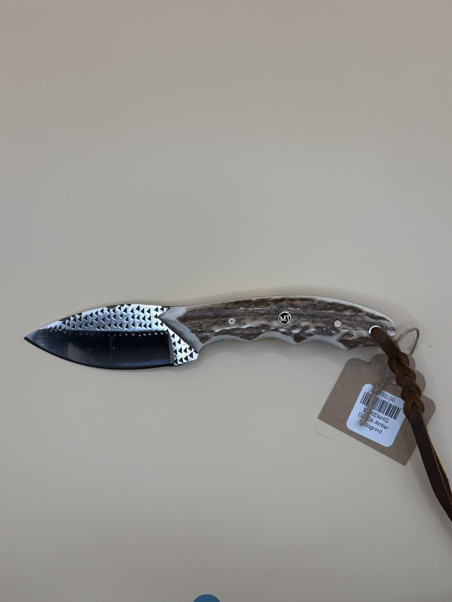STS Ranch x Exotic Texas Knives D2 Elk Antler Hologrind Handmade Knife