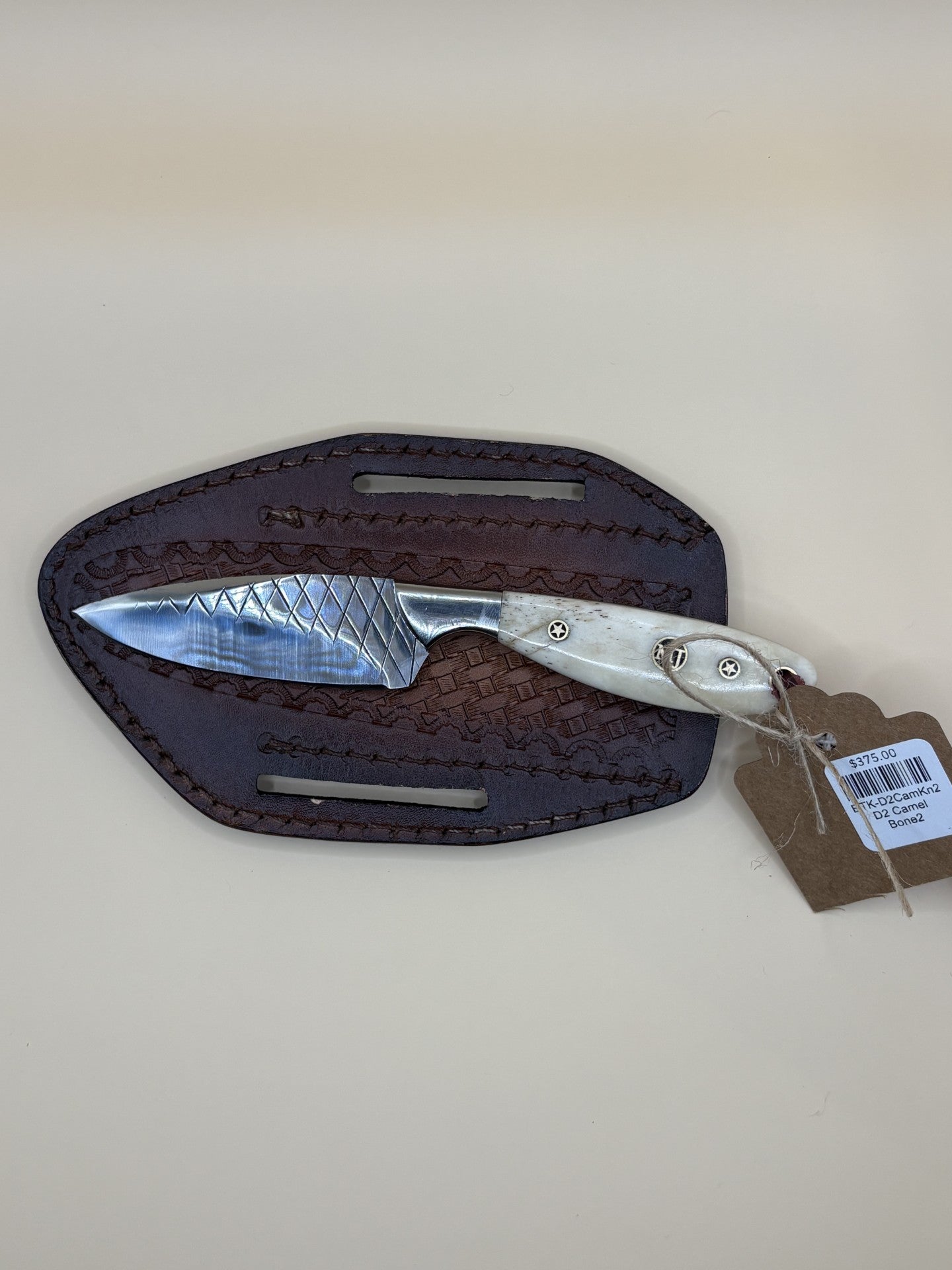 Exotic Texas Knives D2 Camel Bone Handle Knife – Premium Handmade Fixed Blade