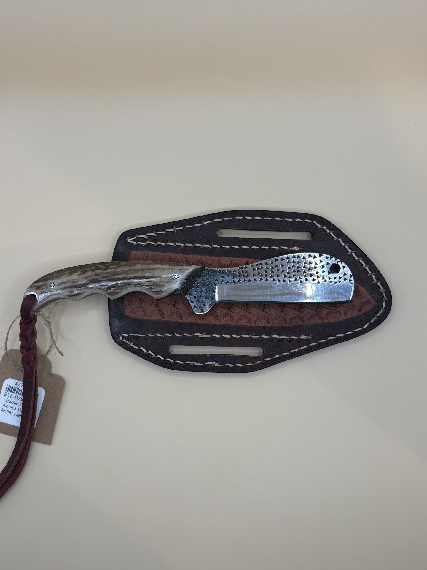 Exotic Texas Knives D2 Elk Antler Handle Bull Cutter Knife – Handmade Fixed Blade